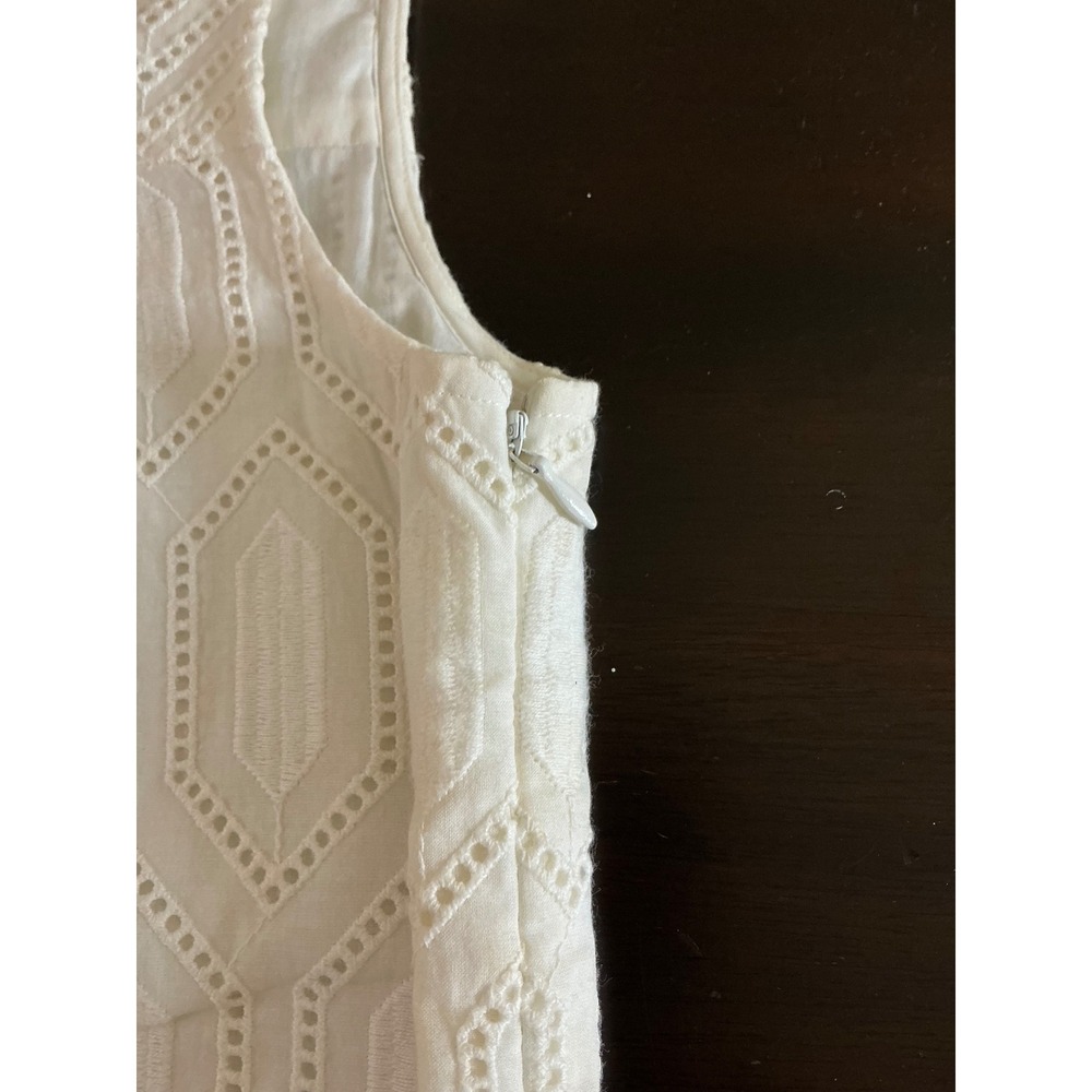 Ann Taylor Eyelet Dress 6 Sleeveless White Geometric Summer Dress‎ NWT - Picture 4 of 7